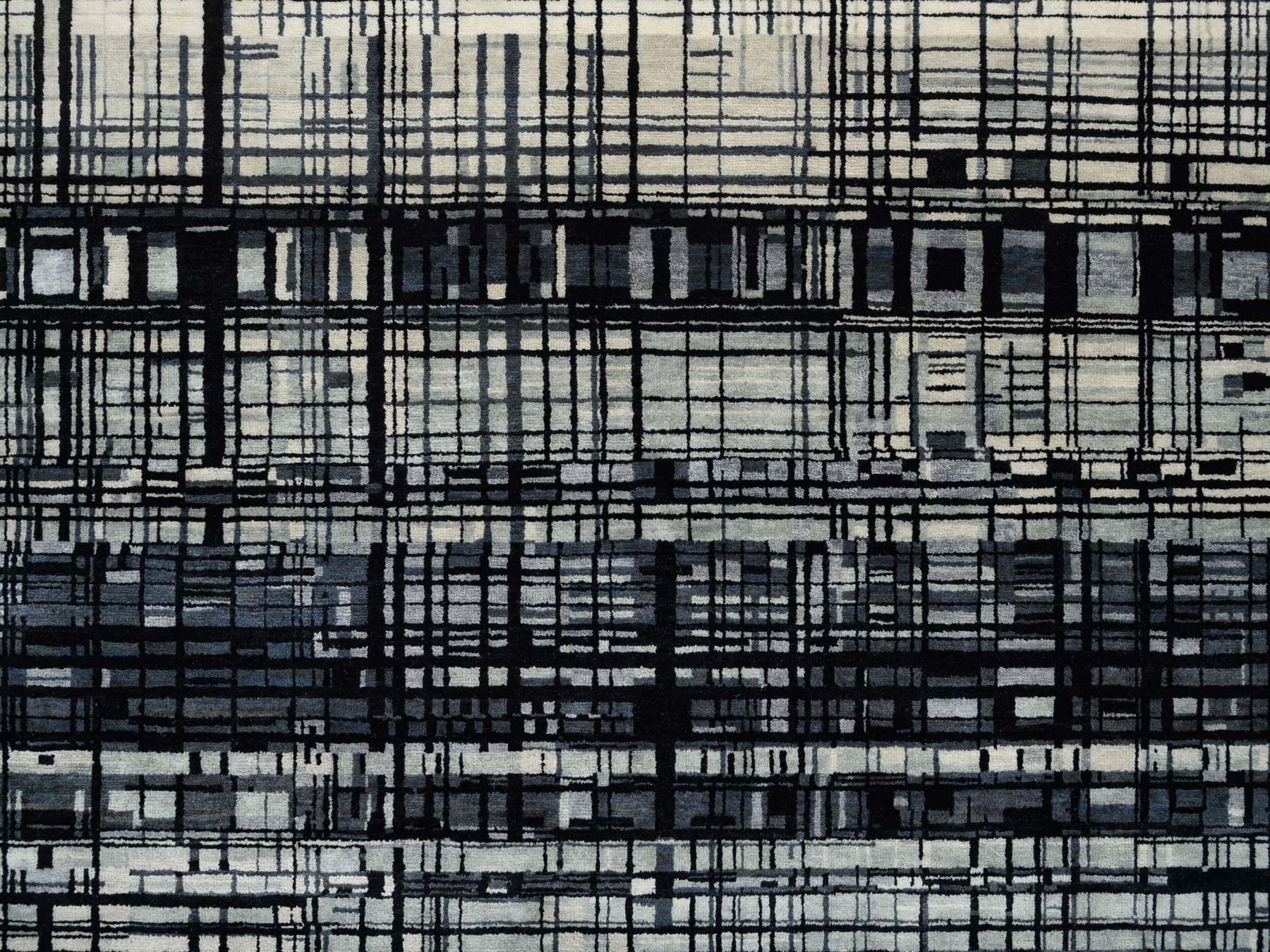 Modern / Contemporary hand-knotted wool rug in Black, 8'2" x 9'9" — SKU O063702 (view 8)