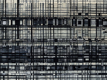 Modern / Contemporary hand-knotted wool rug in Black, 8'2" x 9'9" — SKU O063702 (view 8)