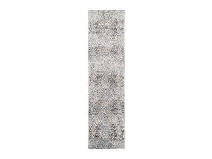 Transitional hand-knotted wool/silk runner in Brown, 2'6" x 10' — SKU O063707
