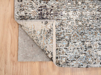Transitional hand-knotted wool/silk runner in Brown, 2'6" x 10' — SKU O063707 (view 3)