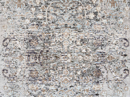 Transitional hand-knotted wool/silk runner in Brown, 2'6" x 10' — SKU O063707 (view 5)