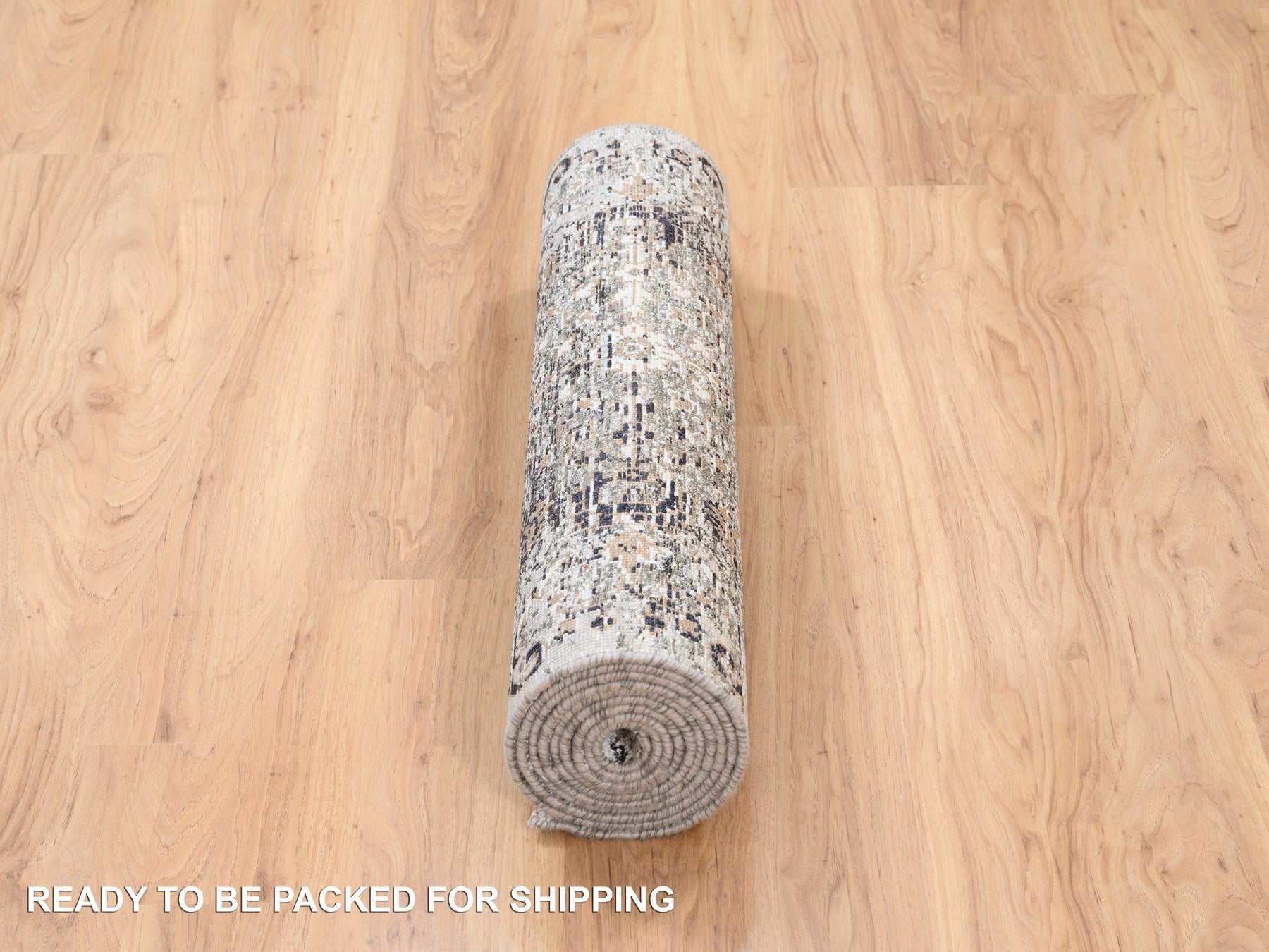 Transitional hand-knotted wool/silk runner in Brown, 2'6" x 10' — SKU O063707 (view 6)