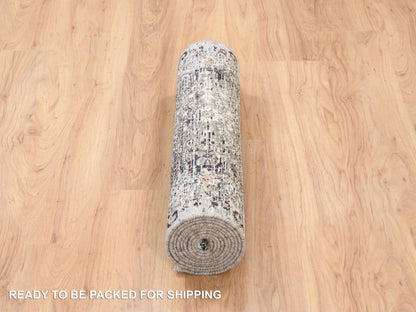 Transitional hand-knotted wool/silk runner in Brown, 2'6" x 10' — SKU O063707 (view 6)