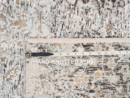 Transitional hand-knotted wool/silk runner in Brown, 2'6" x 10' — SKU O063707 (view 8)