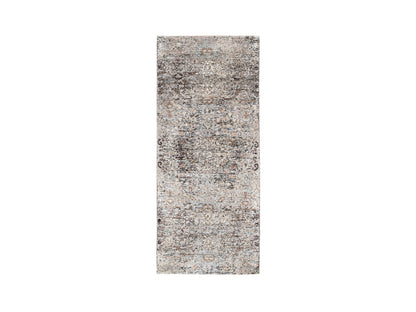 Brown 2'6" x 6'0" Transitional Hand knotted Wool/Silk Rug - Sku: O063711