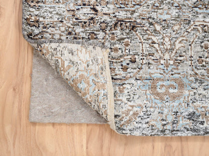 Brown 2'6" x 6'0" Transitional Hand knotted Wool/Silk Rug - Sku: O063711