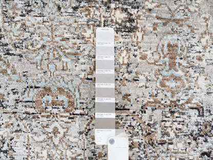 Brown 2'6" x 6'0" Transitional Hand knotted Wool/Silk Rug - Sku: O063711