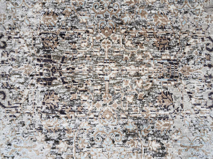 Brown 2'6" x 6'0" Transitional Hand knotted Wool/Silk Rug - Sku: O063711