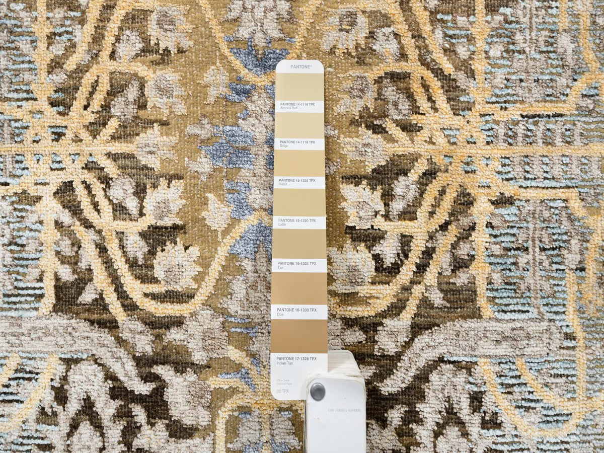Sarouk Transitional hand-knotted wool/silk runner in Brown, 2'7" x 22' — SKU O063718 (view 4)
