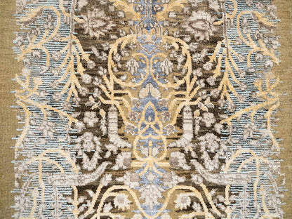 Sarouk Transitional hand-knotted wool/silk runner in Brown, 2'7" x 22' — SKU O063718 (view 5)