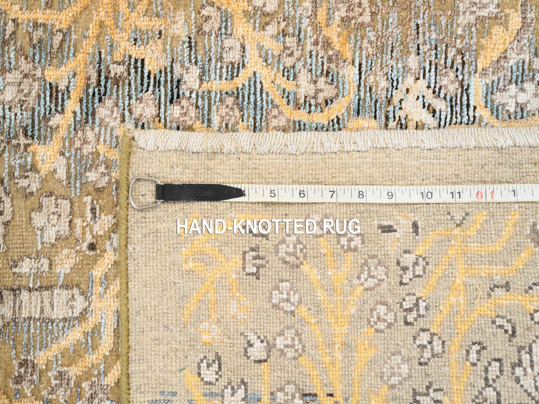 Sarouk Transitional hand-knotted wool/silk runner in Brown, 2'7" x 22' — SKU O063718 (view 8)