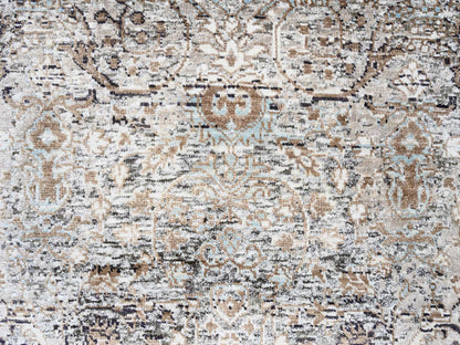 Transitional hand-knotted wool/silk runner in Brown, 2'6" x 16' — SKU O063722 (view 5)