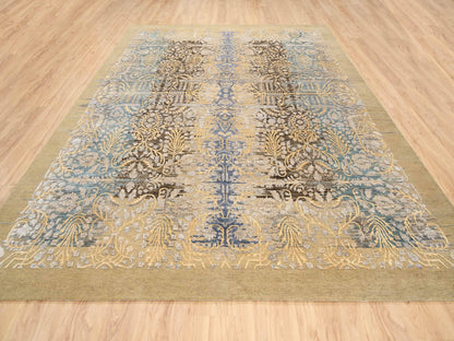 Sarouk Transitional hand-knotted wool/silk rug in Brown, 9' x 12'2" — SKU O063724 (view 2)