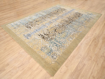 Sarouk Transitional hand-knotted wool/silk rug in Brown, 9' x 12'2" — SKU O063724 (view 3)