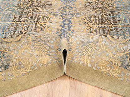 Brown 9'0" x 12'2" Transitional Hand knotted Wool/Silk Rug - Sku: O063724