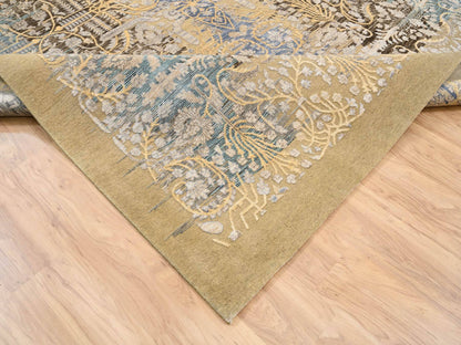 Sarouk Transitional hand-knotted wool/silk rug in Brown, 9' x 12'2" — SKU O063724 (view 6)