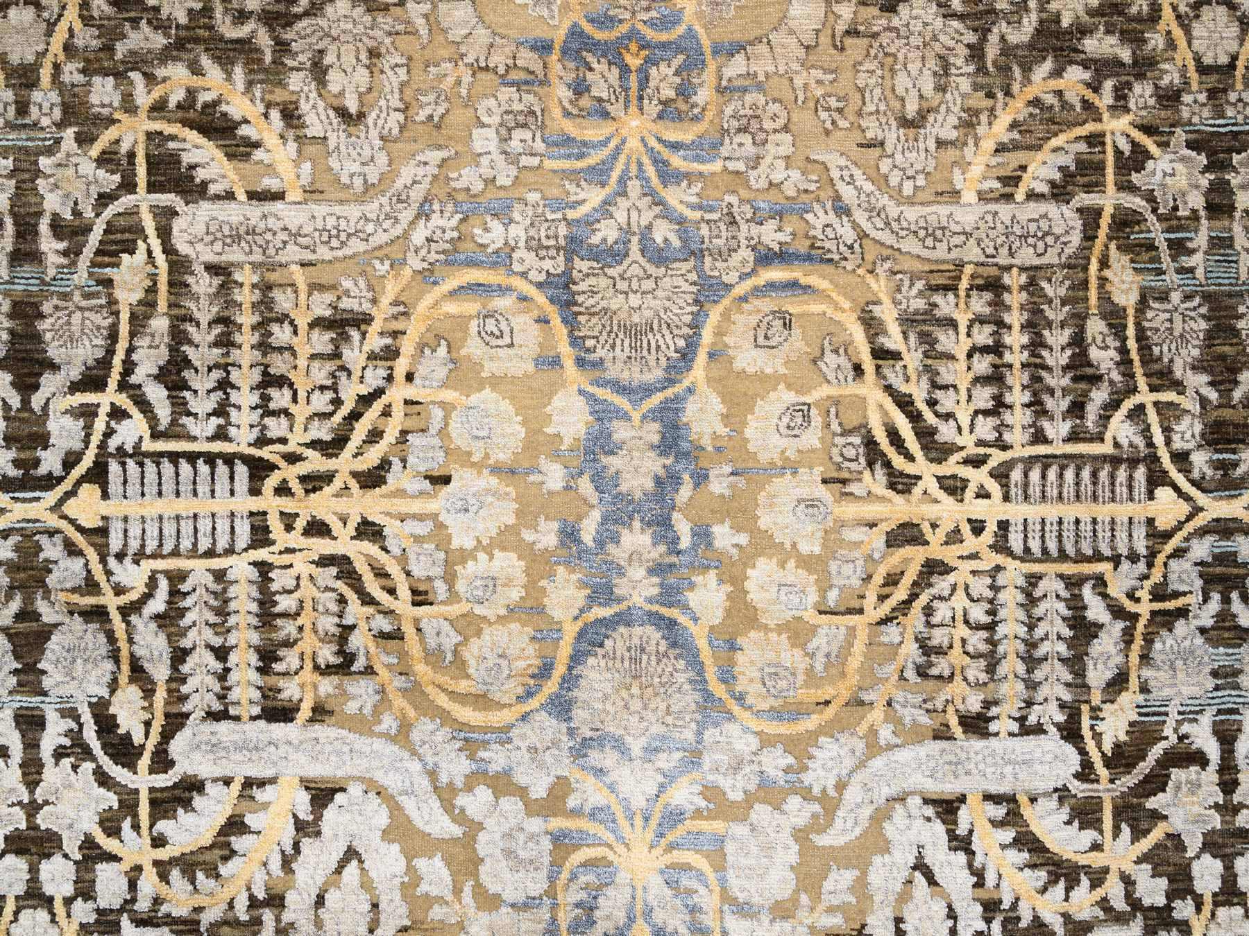 Sarouk Transitional hand-knotted wool/silk rug in Brown, 9' x 12'2" — SKU O063724 (view 8)