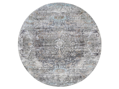 Transitional hand-knotted wool/silk rug in Brown, 11'10" x 11'10" — SKU O063726