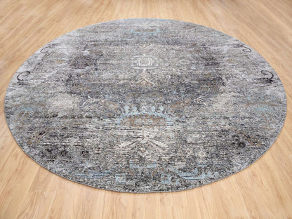 Transitional hand-knotted wool/silk rug in Brown, 11'10" x 11'10" — SKU O063726 (view 3)
