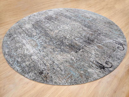 Transitional hand-knotted wool/silk rug in Brown, 11'10" x 11'10" — SKU O063726 (view 4)