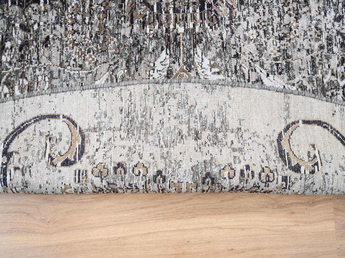 Transitional hand-knotted wool/silk rug in Brown, 11'10" x 11'10" — SKU O063726 (view 5)