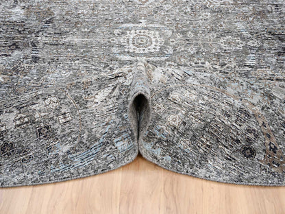 Transitional hand-knotted wool/silk rug in Brown, 11'10" x 11'10" — SKU O063726 (view 6)