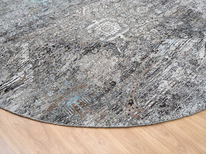 Transitional hand-knotted wool/silk rug in Brown, 11'10" x 11'10" — SKU O063726 (view 7)