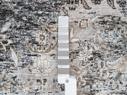Transitional hand-knotted wool/silk rug in Brown, 11'10" x 11'10" — SKU O063726 (view 8)