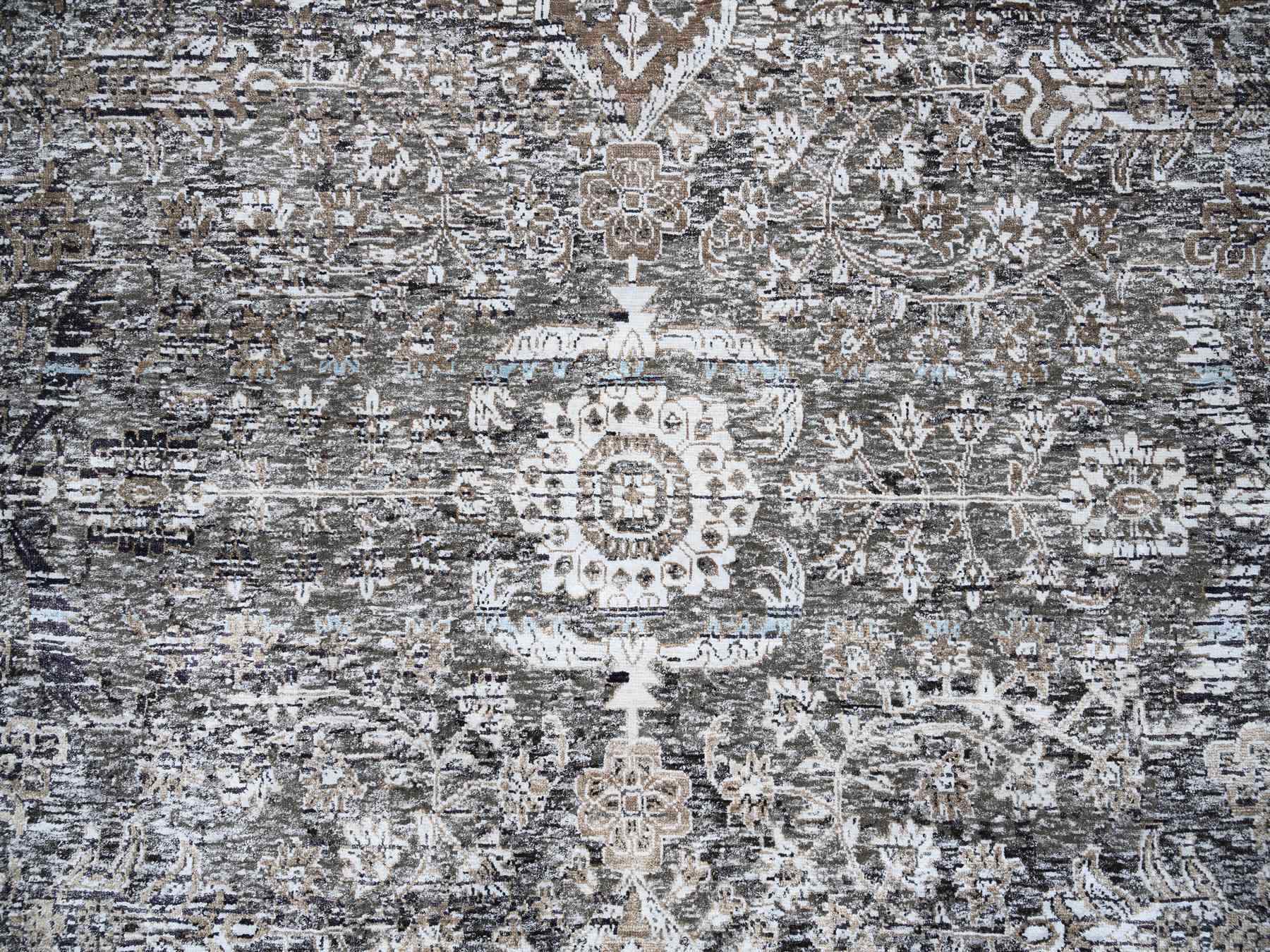 Transitional hand-knotted wool/silk rug in Brown, 11'10" x 11'10" — SKU O063726 (view 9)