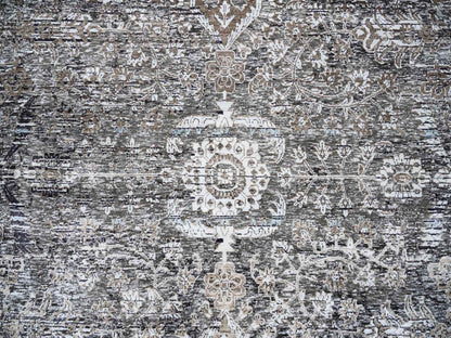 Transitional hand-knotted wool/silk rug in Brown, 11'10" x 11'10" — SKU O063726 (view 9)