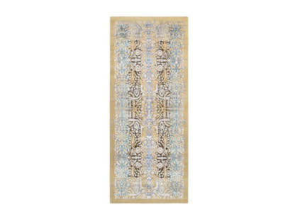 Sarouk Transitional hand-knotted wool/silk runner in Brown, 4'2" x 10' — SKU O063730