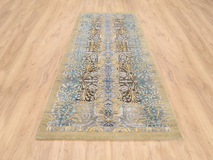 Sarouk Transitional hand-knotted wool/silk runner in Brown, 4'2" x 10' — SKU O063730 (view 2)