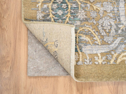 Sarouk Transitional hand-knotted wool/silk runner in Brown, 4'2" x 10' — SKU O063730 (view 3)