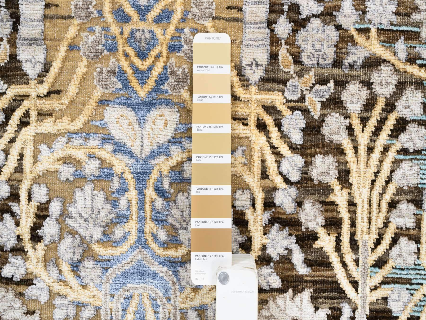Sarouk Transitional hand-knotted wool/silk runner in Brown, 4'2" x 10' — SKU O063730 (view 4)