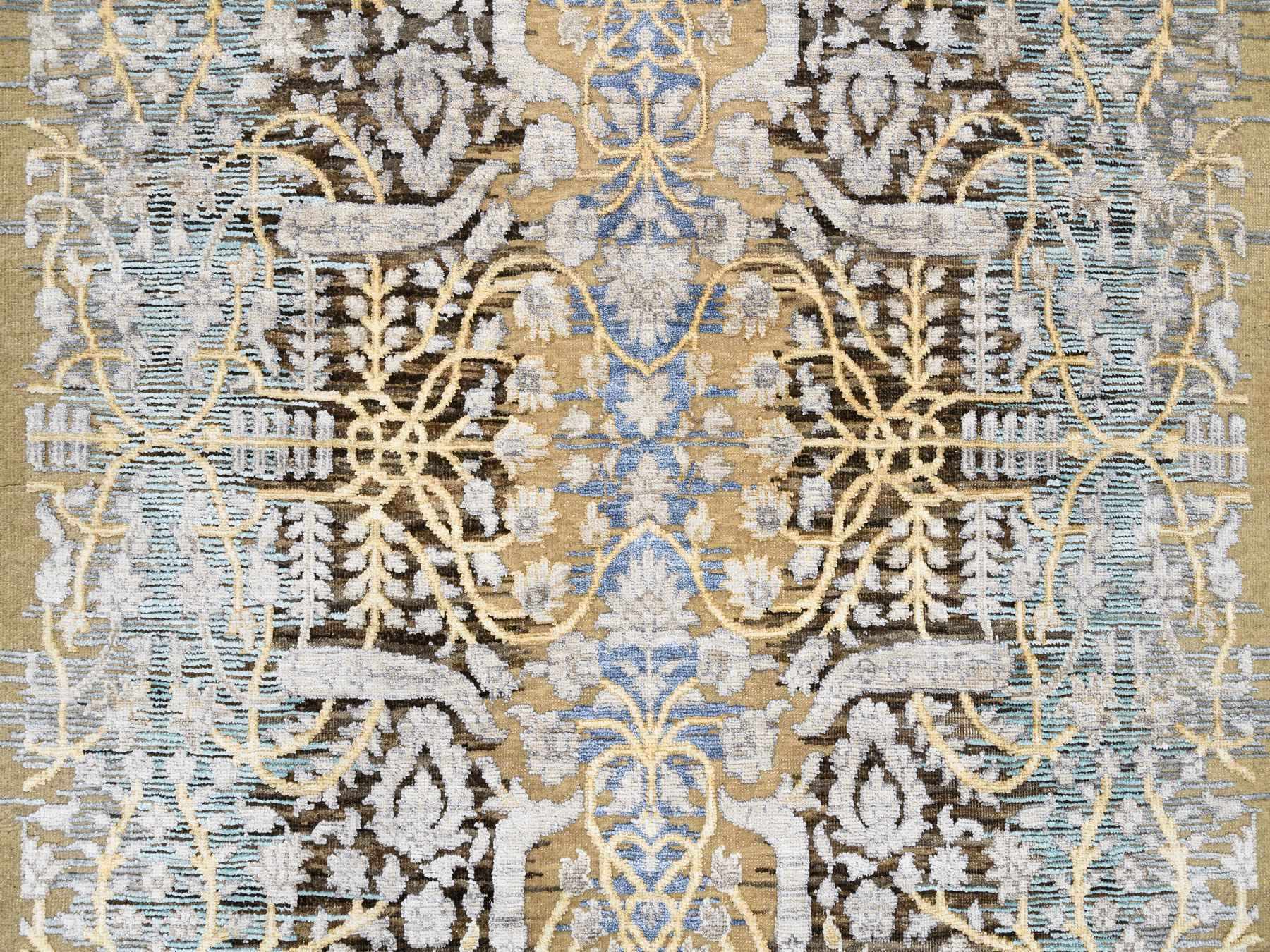 Sarouk Transitional hand-knotted wool/silk runner in Brown, 4'2" x 10' — SKU O063730 (view 5)