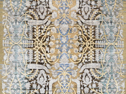 Sarouk Transitional hand-knotted wool/silk runner in Brown, 4'2" x 10' — SKU O063730 (view 5)