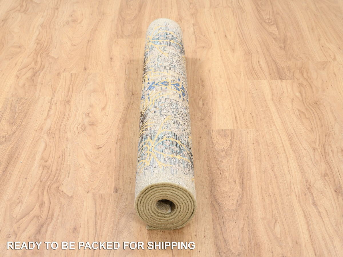 Sarouk Transitional hand-knotted wool/silk runner in Brown, 4'2" x 10' — SKU O063730 (view 6)