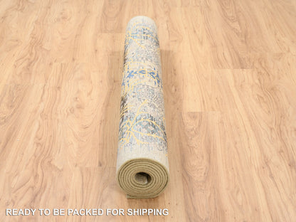 Sarouk Transitional hand-knotted wool/silk runner in Brown, 4'2" x 10' — SKU O063730 (view 6)