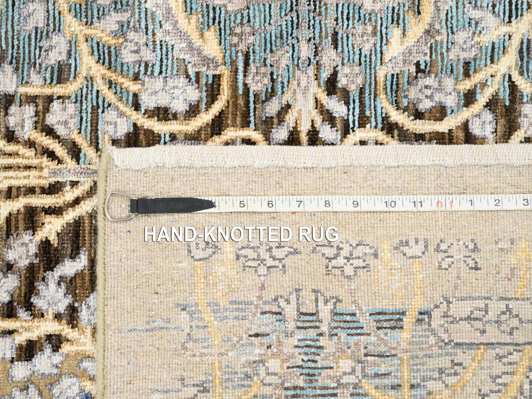 Sarouk Transitional hand-knotted wool/silk runner in Brown, 4'2" x 10' — SKU O063730 (view 8)