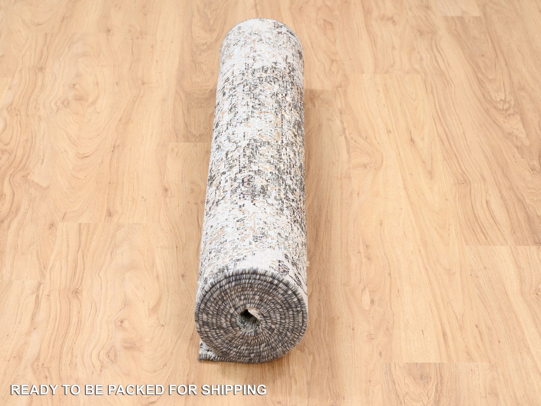 Transitional hand-knotted wool/silk runner in Brown, 4' x 12' — SKU O063732 (view 6)