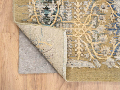 Sarouk Transitional hand-knotted wool/silk runner in Brown, 4' x 12' — SKU O063733 (view 3)