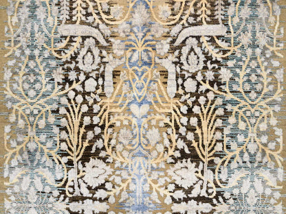 Sarouk Transitional hand-knotted wool/silk runner in Brown, 4' x 12' — SKU O063733 (view 5)