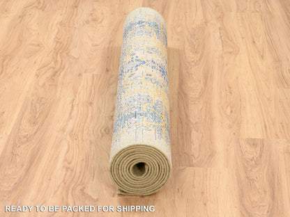 Sarouk Transitional hand-knotted wool/silk runner in Brown, 4' x 12' — SKU O063733 (view 6)