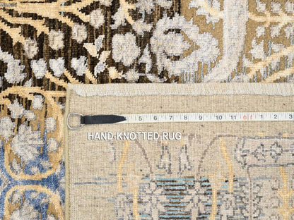 Sarouk Transitional hand-knotted wool/silk runner in Brown, 4' x 12' — SKU O063733 (view 8)