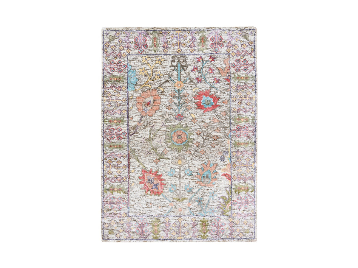 Wool / Silk hand-knotted wool/silk rug in Beige, 2'2" x 3'1" — SKU O063741