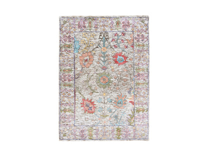 Wool / Silk hand-knotted wool/silk rug in Beige, 2'2" x 3'1" — SKU O063741