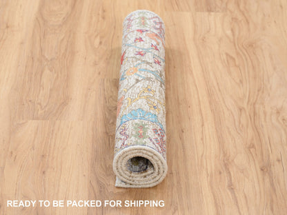 Wool / Silk hand-knotted wool/silk rug in Beige, 2'2" x 3'1" — SKU O063741 (view 6)