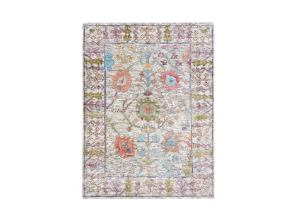 Wool / Silk hand-knotted wool/silk rug in Beige, 2'3" x 3'2" — SKU O063743