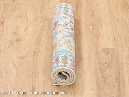 Wool / Silk hand-knotted wool/silk rug in Beige, 2'3" x 3'2" — SKU O063743 (view 6)