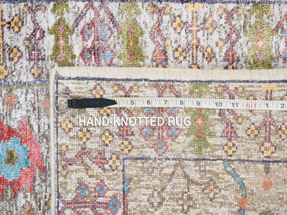 Wool / Silk hand-knotted wool/silk rug in Beige, 2'3" x 3'2" — SKU O063743 (view 8)